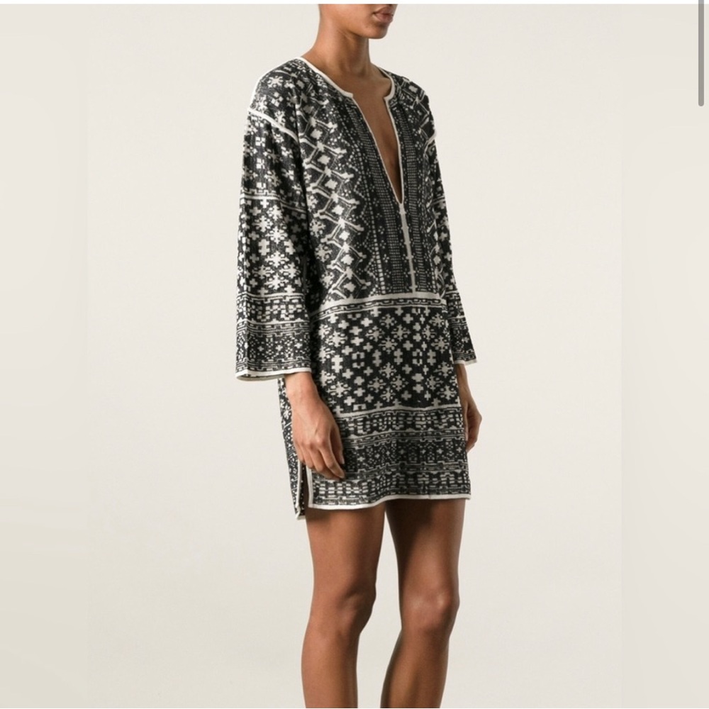 Isabel Marant Black & White Embroidered Mini Dress